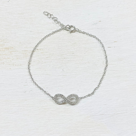 SS CZ Infinity Bracelet 7-8”