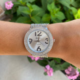 Geneva Platinum Silvertone CZ Watch