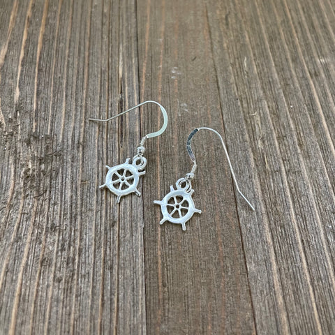 Sterling Silver Wheel Dangle Earrings