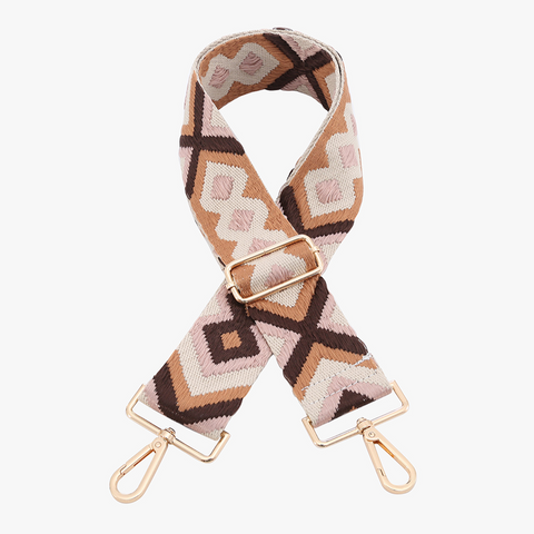 Bohemian Guitar Strap Camel/Pink