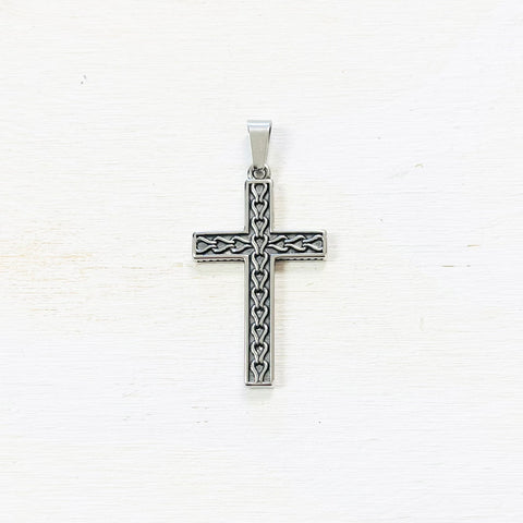 Stainless Steel Textured Cross Pendant