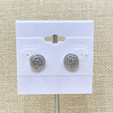 Silver Tone Pave Circle Studs