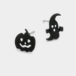 Fashion Black Pumpkin and Ghost Studs