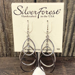 Silver Forest Triple Teardrop Dangle Earrings