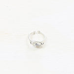 Fashion Silver Tone Oval Stone Ring
