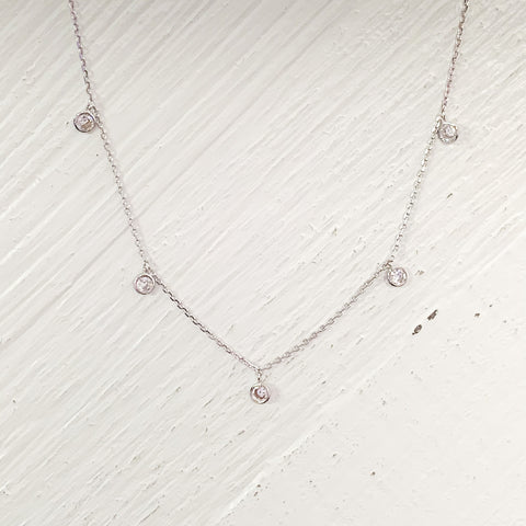 Silver Tone Crystal Dangle Necklace
