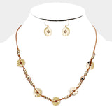 Fashion Gold Tone Hammered Cut Out Round Necklace Set