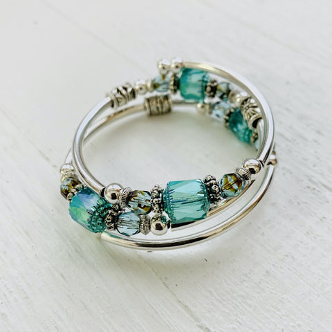 Aquamarine Cathedral Wrap Bracelet