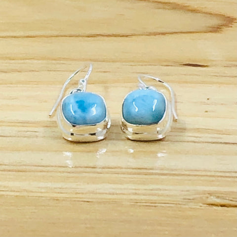 Sterling Silver Larimar Square Earrings