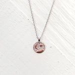 Silver Tone Circle Mountain Pendant Necklace