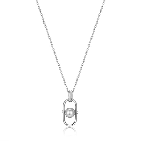Silver Orb Link Drop Pendant Necklace