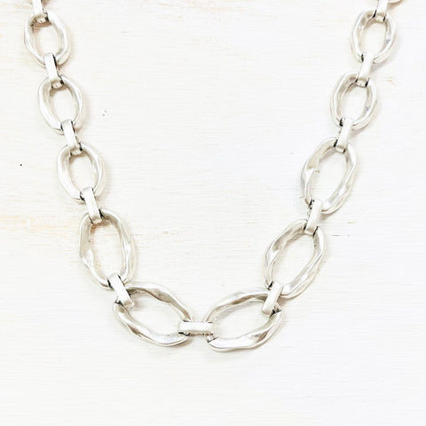 Fashion Silver Tone Chunky Link Necklace