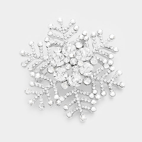 Fashion Rhinestone Snowflake Pin