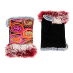 Faux Fur Trimmed Multicolor Fingerless Glove