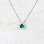 Sterling Silver May Halo Necklace w/ CZ’s