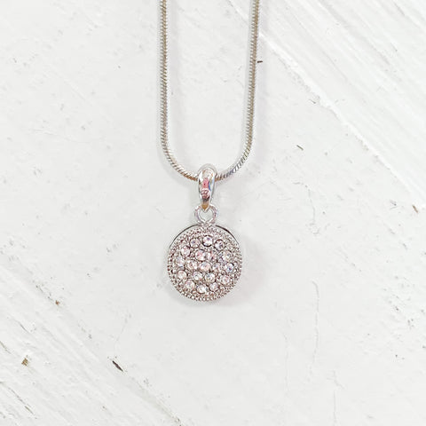 Pave Disc Snake Chain Fashion Necklace