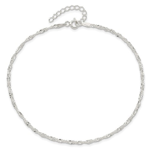 Sterling Silver Twisted Chain Anklet