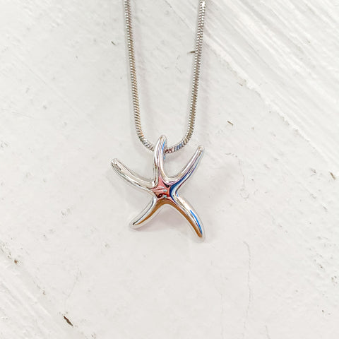 Fashion Silver Star Fish Snake Chain Necklace