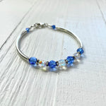Sterling Silver September Iridescent Beaded Bracelet