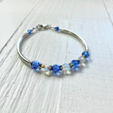 Sterling Silver September Iridescent Beaded Bracelet