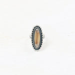 Sterling Silver Estate Oval Brown Stone Ring