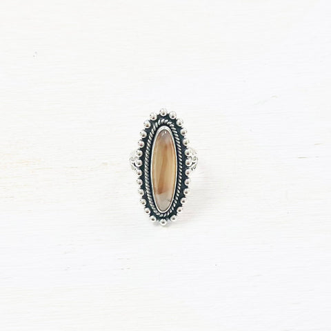 Sterling Silver Estate Oval Brown Stone Ring