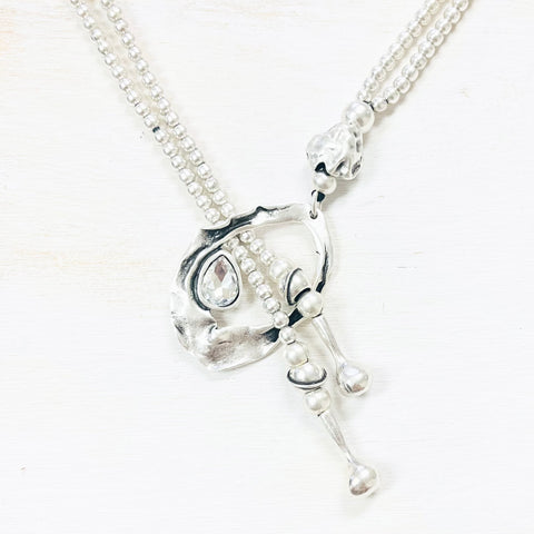 Fashion Silver Tone Long Toggle Necklace