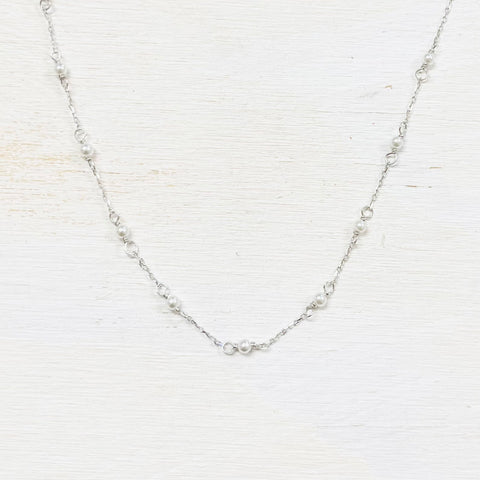 SS Small Pearl Necklace 15-18”