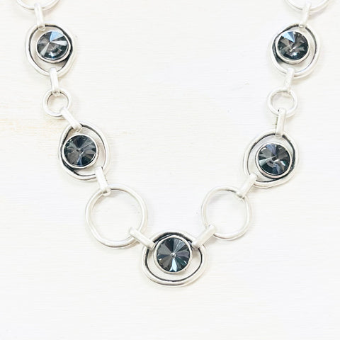 Fashion Black Stone Circle Toggle Necklace