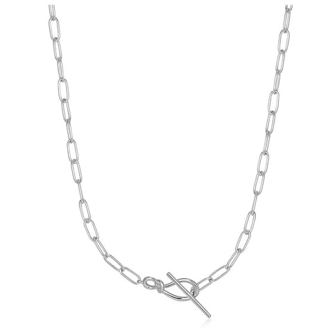 Silver Knot T Bar Chain Necklace