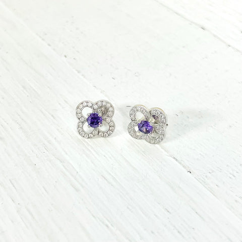 Sterling Silver February Clover Stud