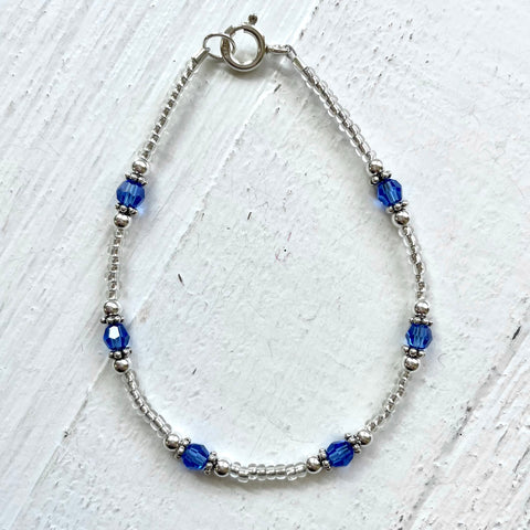 Sterling Silver September All-Around Beaded Bracelet