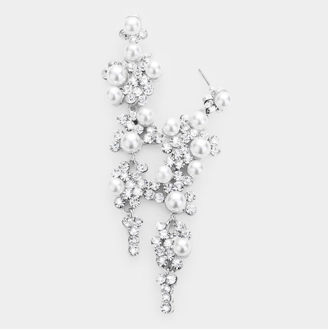Pearl Crystal Rhinestone Vine Drop