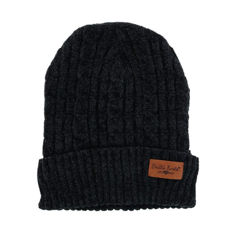 Soft Chenille Hat- Black
