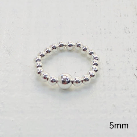 5MM CENTER BEAD STERLING SILVER RING