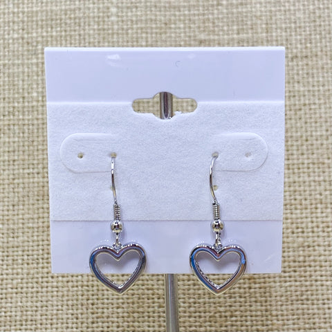 Silver Tone Heart Dangle Earrings