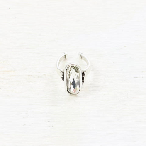 Fashion Silver Tone Long Oval Ring