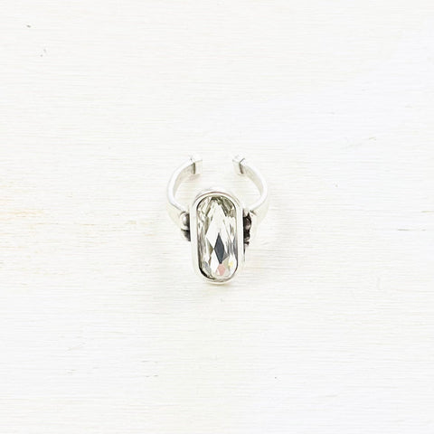 Fashion Silver Tone Long Oval Ring