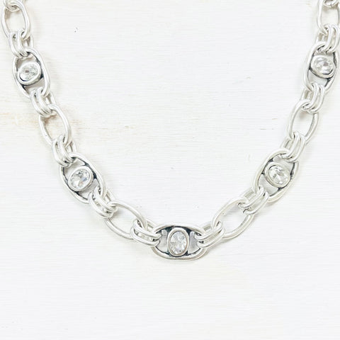 Fashion Chunky Link Necklace w/ Stone Accents