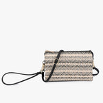 Riley Woven Straw Crossbody- Black/Grey