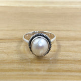 Sterling Silver Pearl Ring with Twist