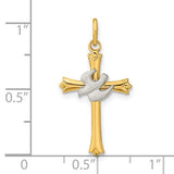 Sterling Silver Gold Plated Dove on Cross Pendant Necklace