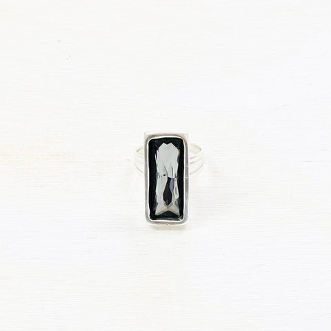 Fashion Rectangle Black Stone Ring