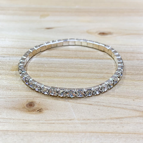 Silver Tone Single Layer Rhinestone Bracelet