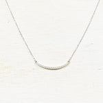 Sterling Silver CZ Curved Bar Necklace