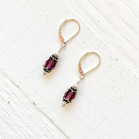 Sterling Silver February Dangle Earrings