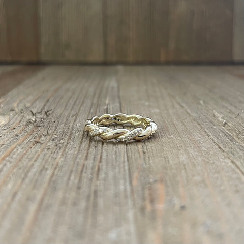 Sterling Silver Gold Tone Stud Rope Ring