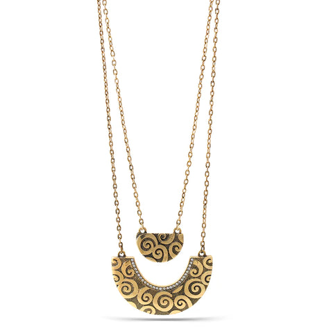 Fashion Gold Tone Half Circle Layered Necklace Set