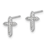 Sterling Silver CZ Cross Stud Earrings