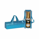 Turquoise Glitter Single Bottle Wine Carrier